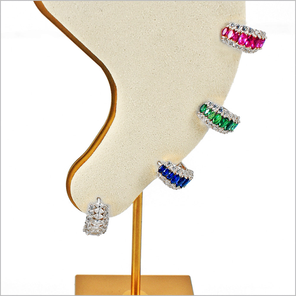 Orecchini Donna a Fascia in Argento 925 Rodiati con zirconi