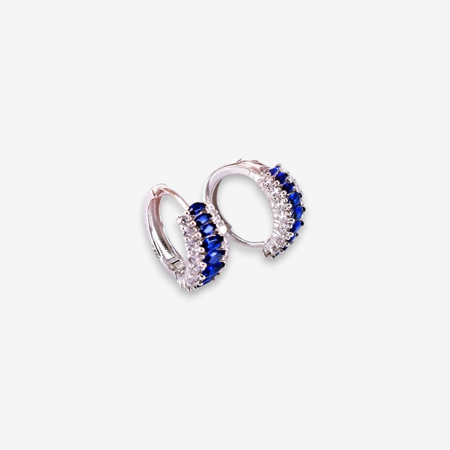 Orecchini Donna a Fascia in Argento 925 Rodiati con zirconi