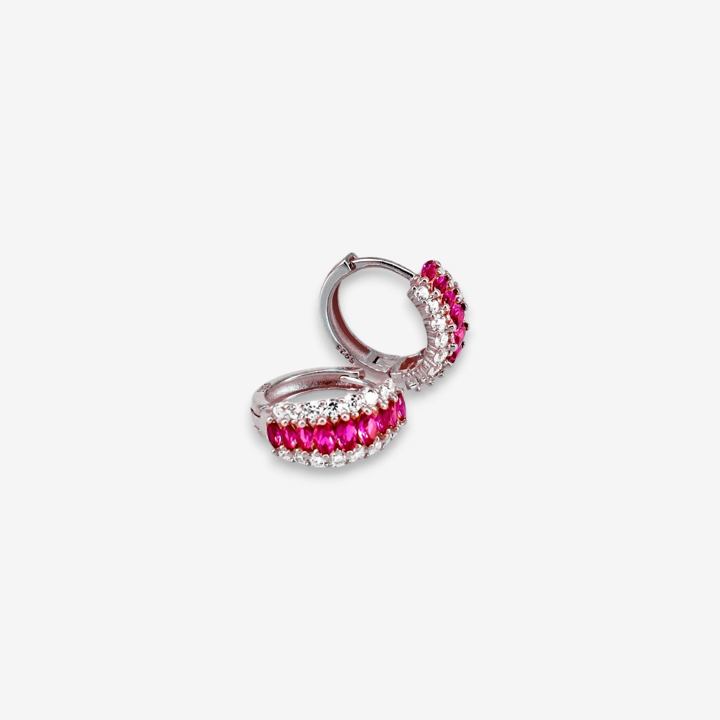 Orecchini Donna a Fascia in Argento 925 Rodiati con zirconi