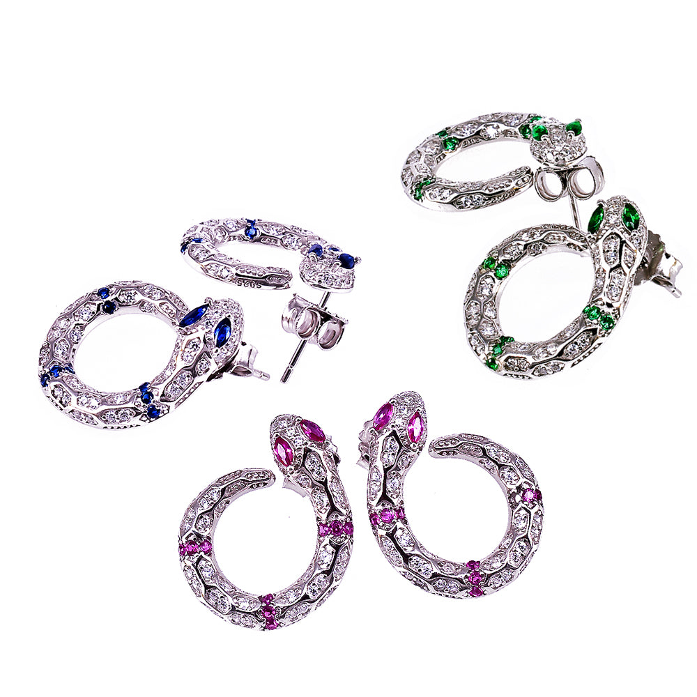 Orecchini Donna Snake in Argento 925 con zirconi