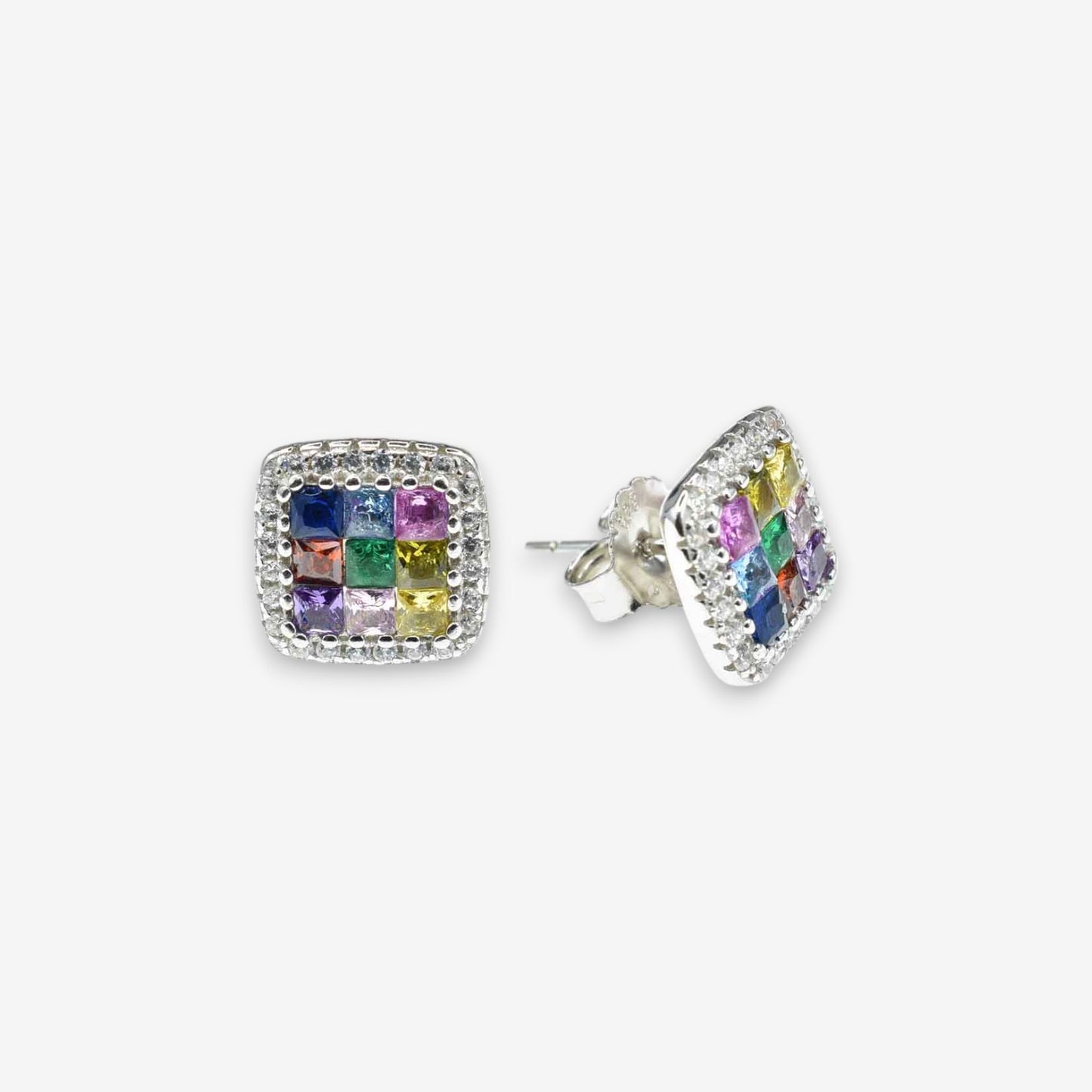 Orecchini Donna Square in Argento 925 con zirconi