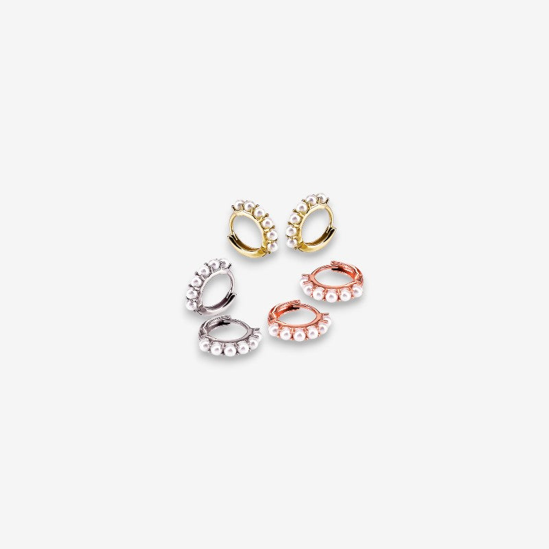 Orecchini Donna in Argento 925 a cerchio con perle