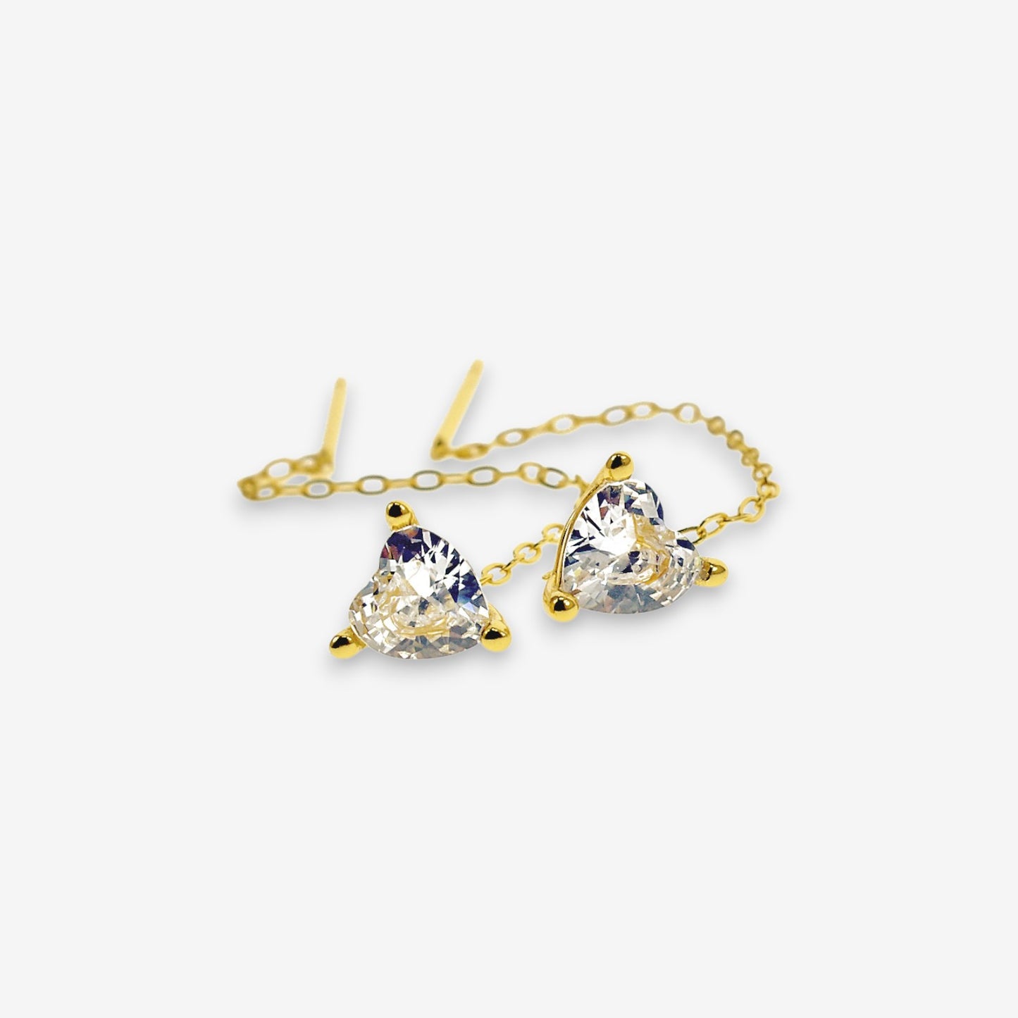 Orecchini Donna in Argento 925 a Catena con zircone Cuore pendente