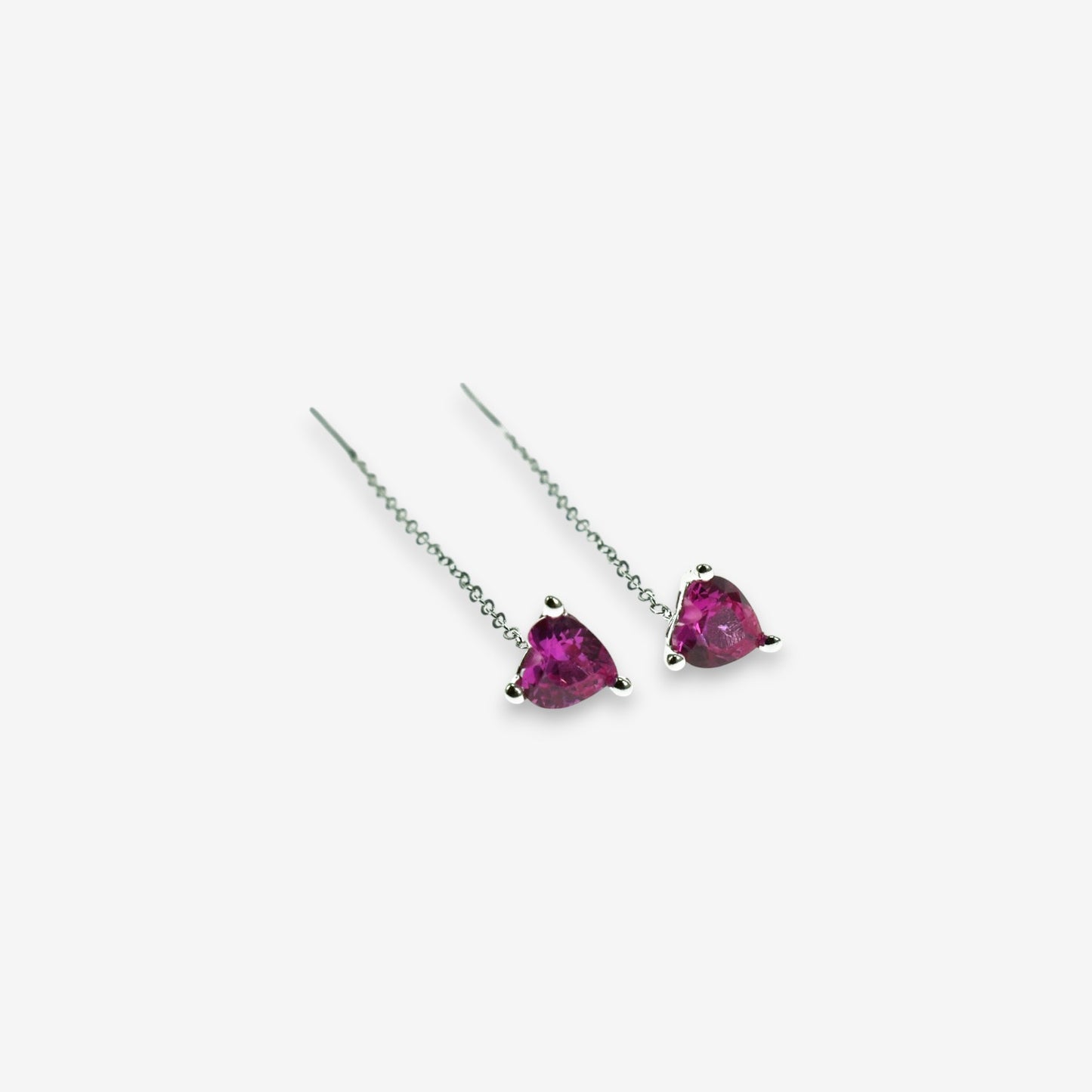 Orecchini Donna in Argento 925 a Catena con zircone Cuore pendente