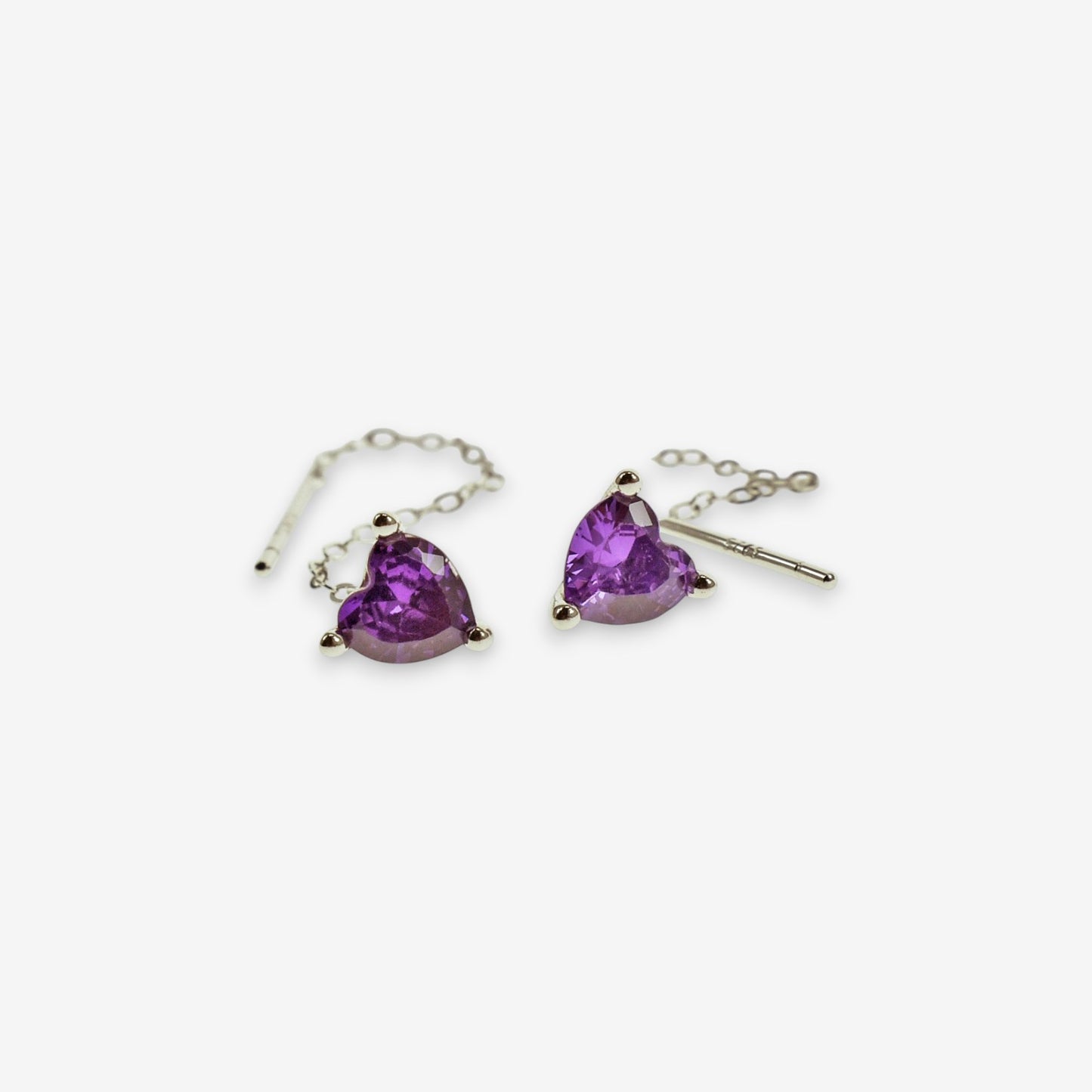 Orecchini Donna in Argento 925 a Catena con zircone Cuore pendente