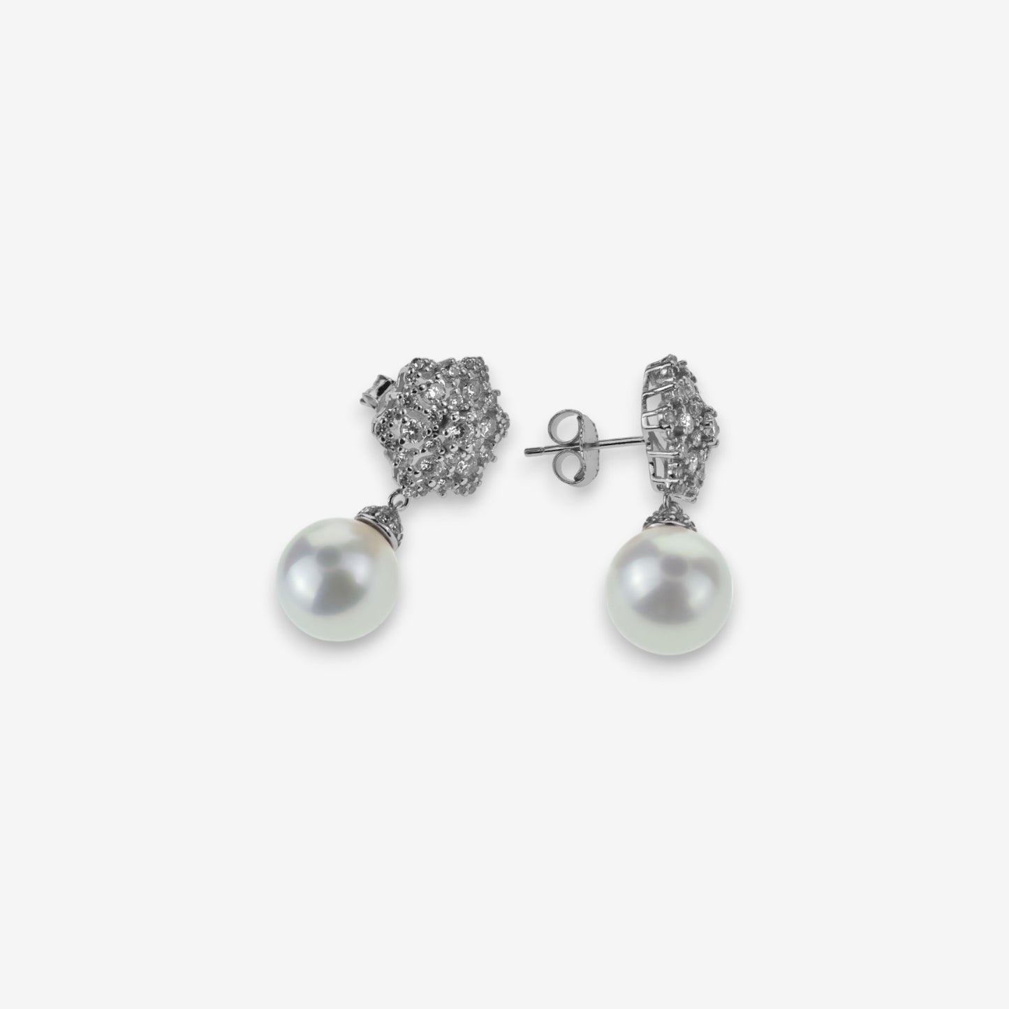 Orecchini Donna in Argento 925 con Perle di Maiorca e Zirconi