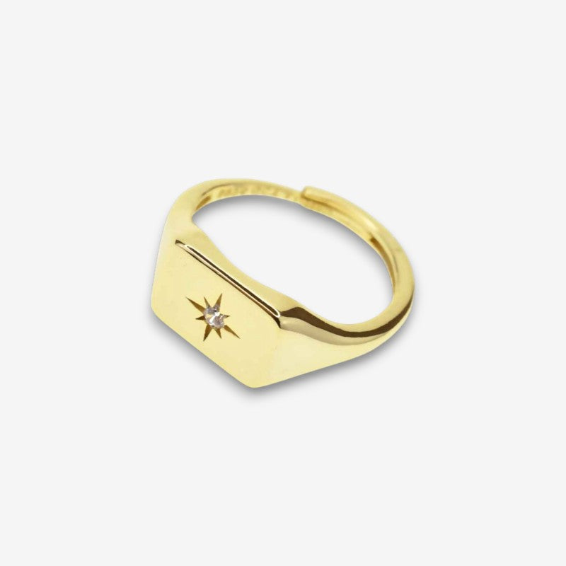 Anello Uomo Cometa in Argento 925 Regolabile con zircone - Oro