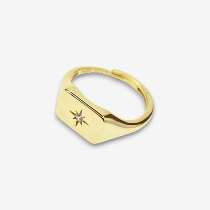 Anello Uomo Cometa in Argento 925 Regolabile con zircone - Oro