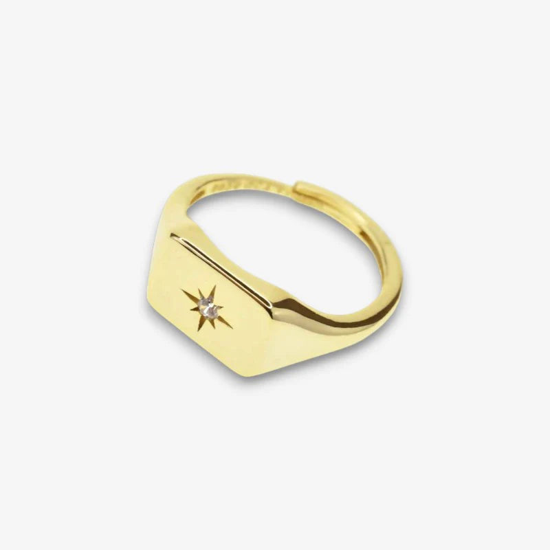 Anello Donna Cometa in Argento 925 Regolabile con zircone oro