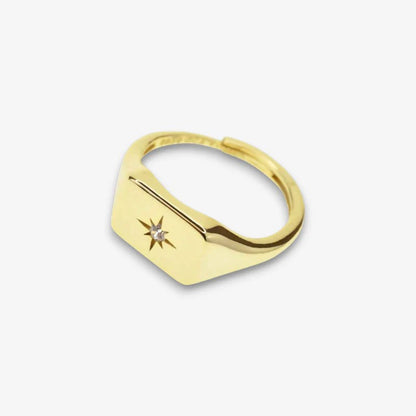 Anello Donna Cometa in Argento 925 Regolabile con zircone oro