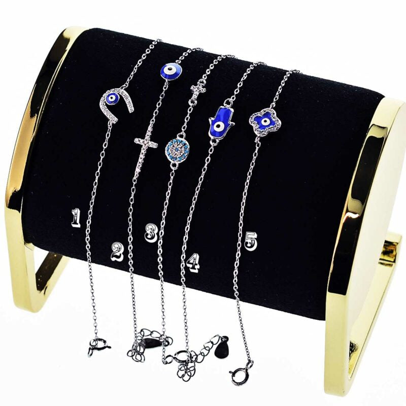 Cavigliera Donna Occhio Greco in Argento 925 con zirconi