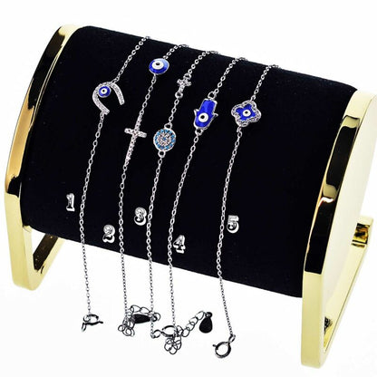 Cavigliera Donna Occhio Greco in Argento 925 con zirconi