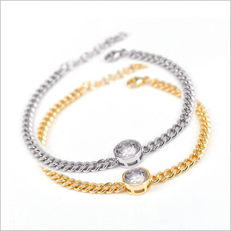 Bracciale a maglia groumette in Argento 925 con punto luce