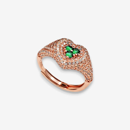 Anello Donna Cuore in Argento 925 Regolabile con zirconi