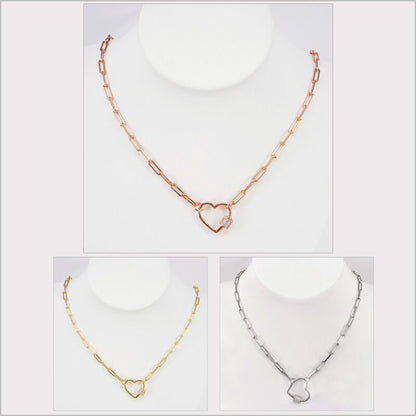 Collana a maglia rettangolare in Argento 925 con Cuore e zirconi