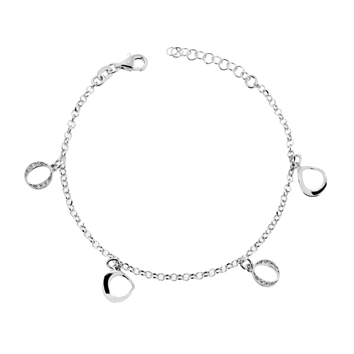 Bracciale Catena Rolo con Cerchi in ARGENTO 925 Galvanica Rodio