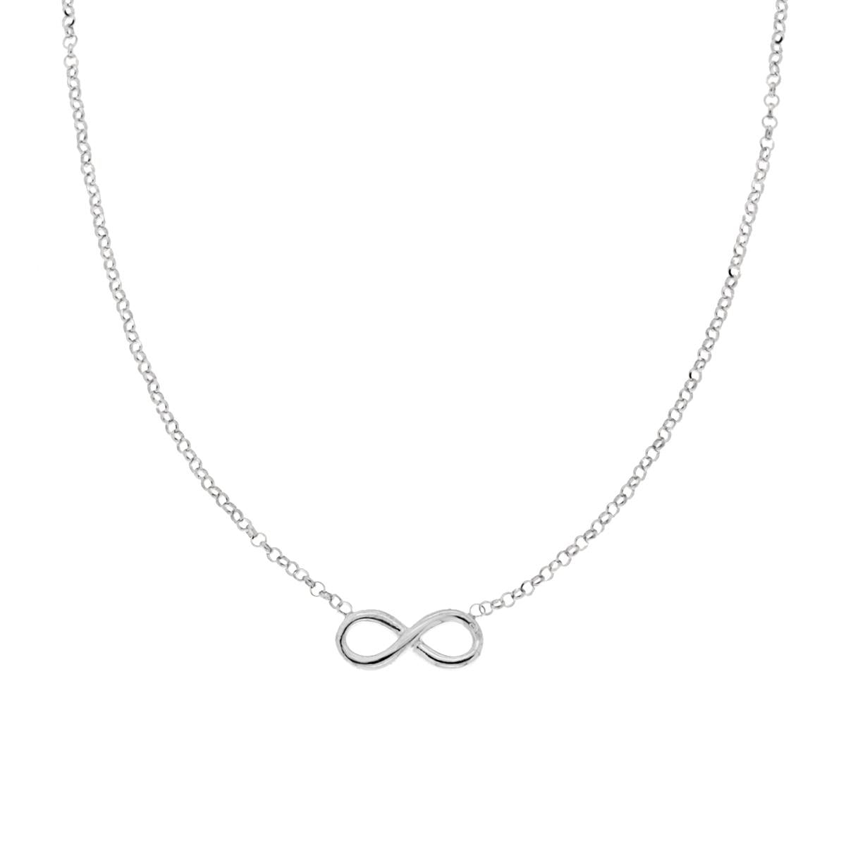 Collana Catena Rolo Diamantata cm 45+5 con Infinito in ARGENTO 925 Galvanica Rodio
