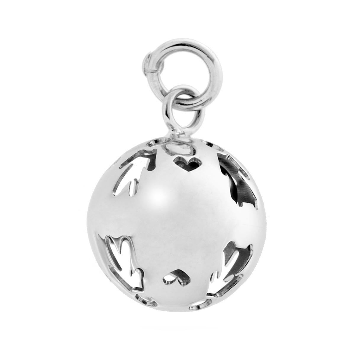 Ciondolo Chiama Angeli, con lavorazione Liscia e Lucida con sagome di Bimbo, Bimba e Cuoricini con Sonaglio interno.<BR>Made in Italy