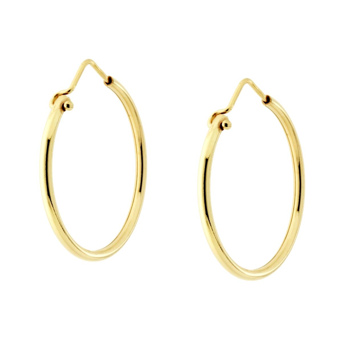 Orecchini Cerchio mm 32 con canna mm 2.1 in ARGENTO 925 Galvanica Oro