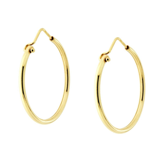 Orecchini Cerchio mm 32 con canna mm 2.1 in ARGENTO 925 Galvanica Oro