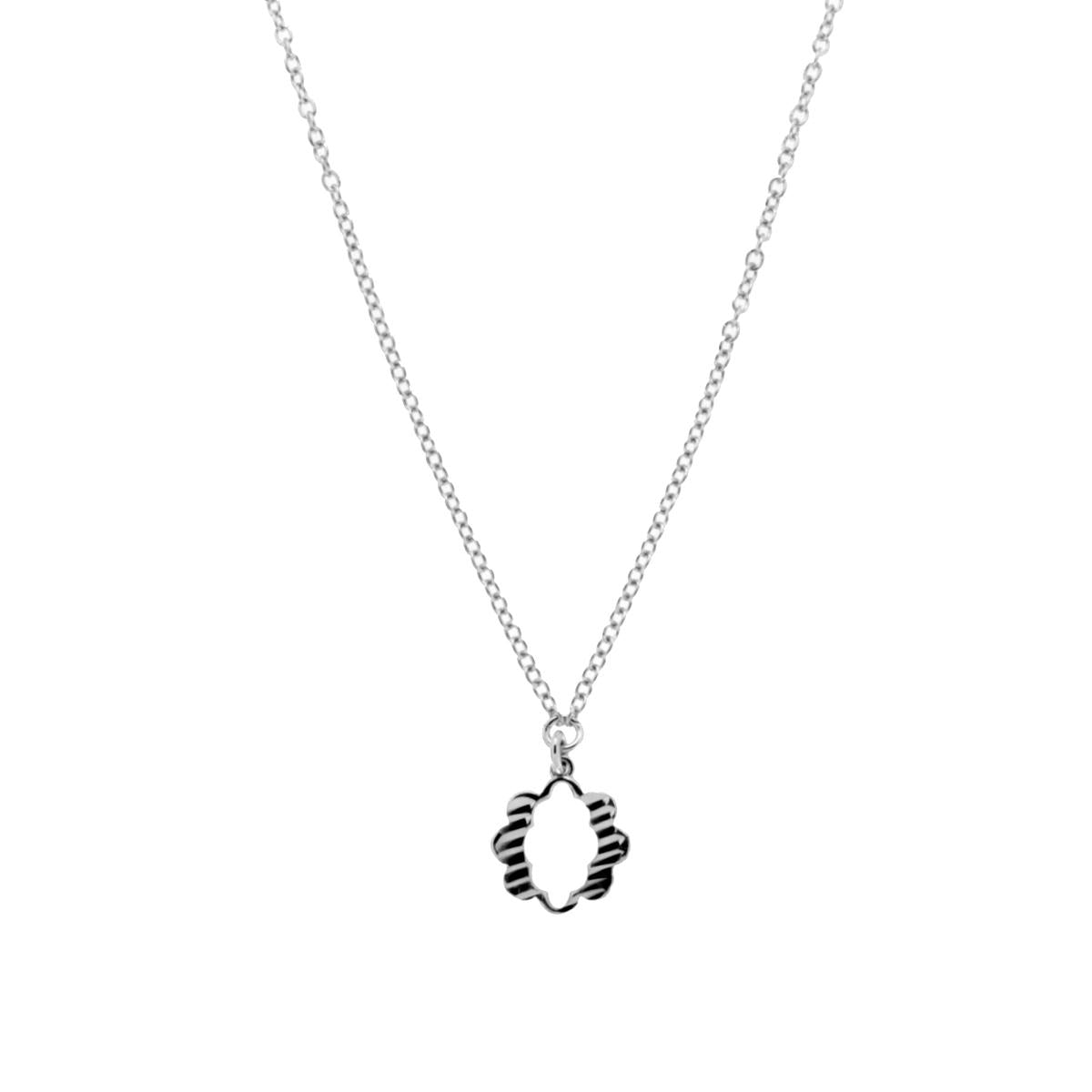 Collana con Fiore in ARGENTO 925 Galvanica Rodio