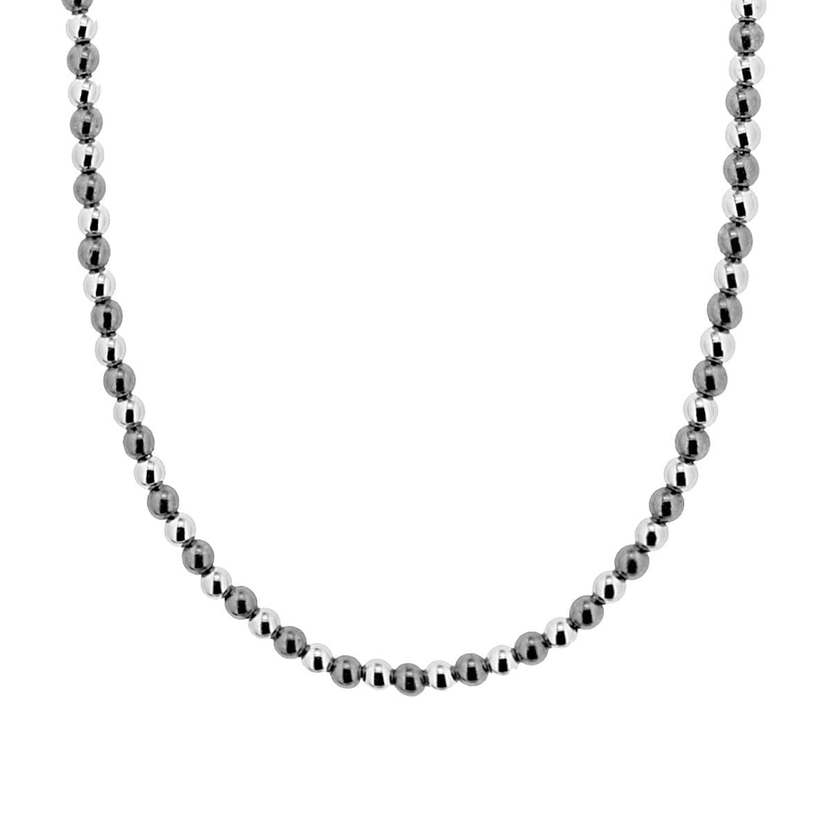 Collana con Palline alternate Bianco e Nero mm 4 in ARGENTO 925 Galvanica Rodio