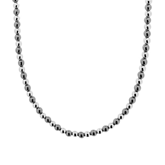 Collana con Palline alternate Bianco e Nero mm 4 in ARGENTO 925 Galvanica Rodio