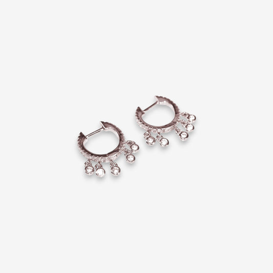 Orecchini Donna a Cerchio in Argento 925 con zirconi pendenti