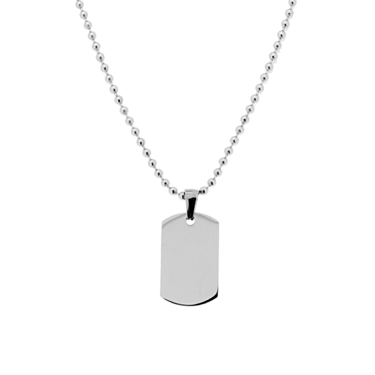 Collana con pendente Piastra Militare Rettangolare in ACCIAIO