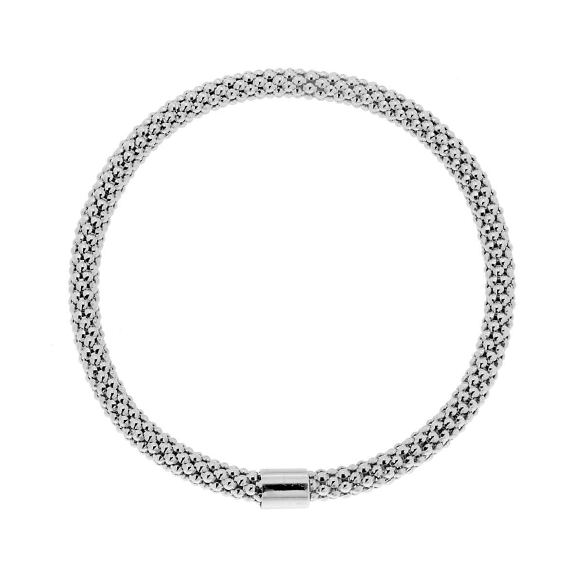 Bracciale Elastico con Catena Coreana mm 4.4 in ARGENTO 925 Galvanica Rodio