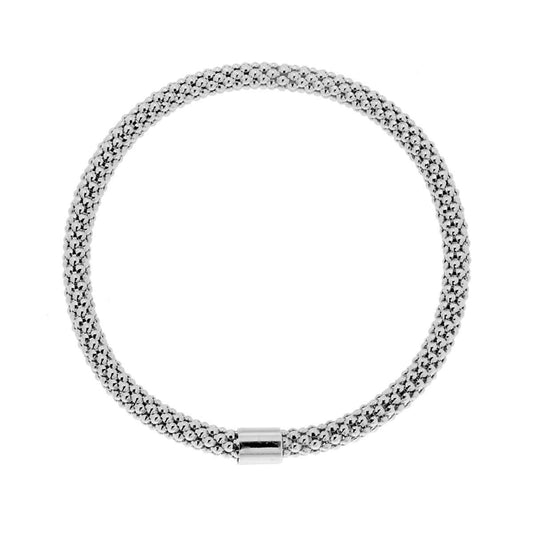 Bracciale Elastico con Catena Coreana mm 4.4 in ARGENTO 925 Galvanica Rodio