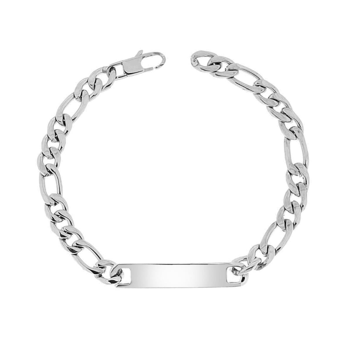 Bracciale Catena Figaro mm 7 con Targa in ACCIAIO