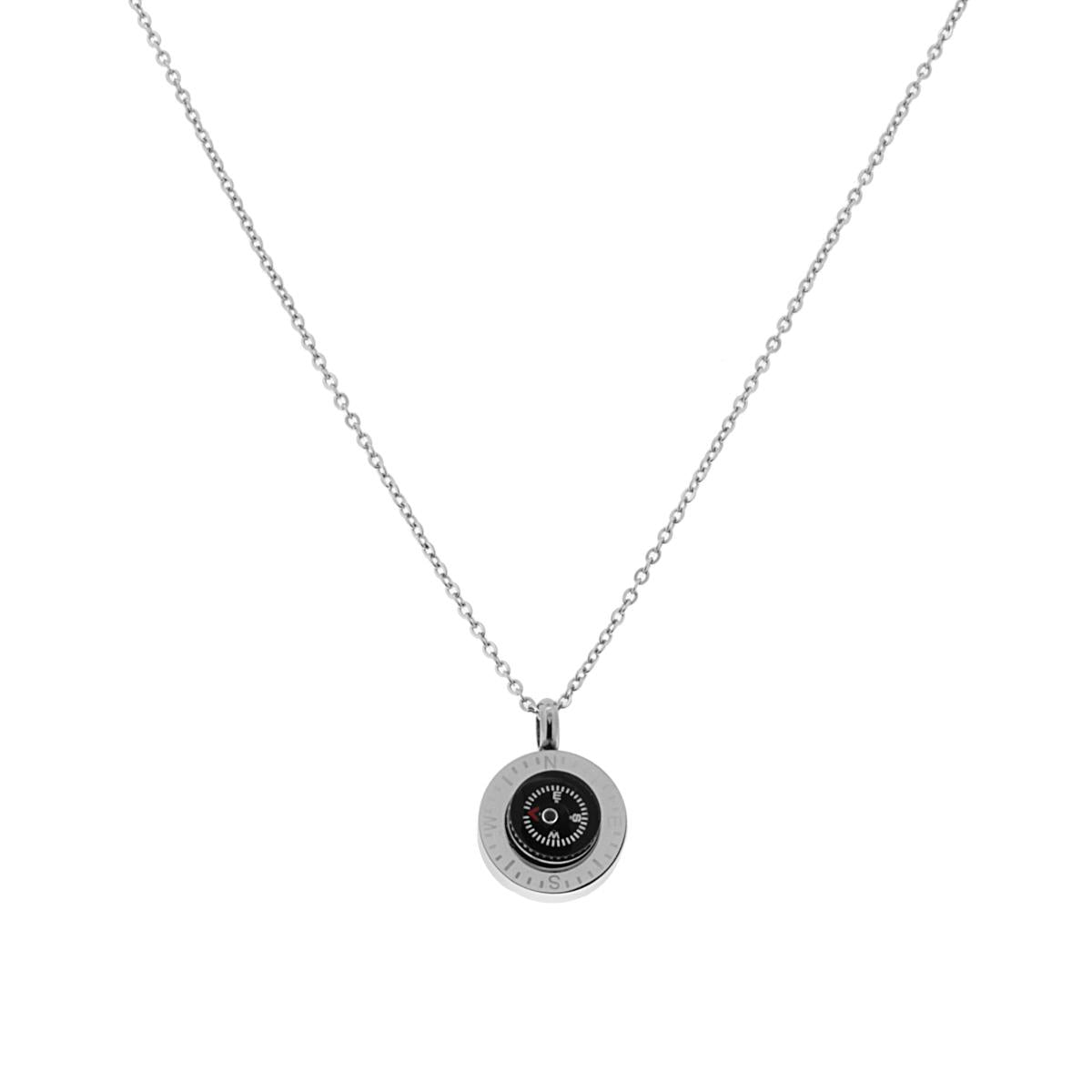 Collana Catena Forzatina con Bussola in ACCIAIO