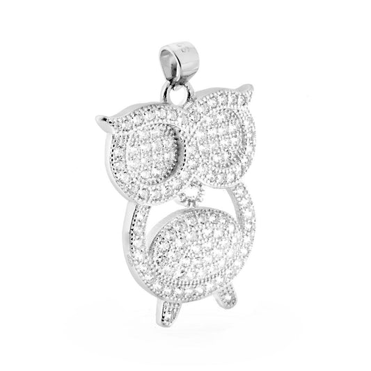 Ciondolo a forma di Gufo con Zirconi Bianchi.