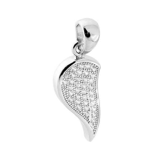 Ciondolo Portafortuna a forma di Corno con Zirconi Bianchi.