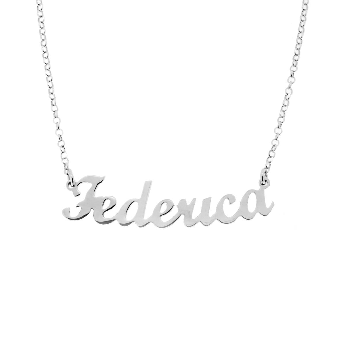 Collana nome Federica in ARGENTO 925 Galvanica Rodio