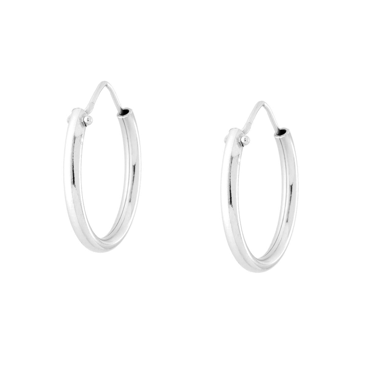 Orecchini a Cerchio Liscio mm 20 con canna mm 2.2 in ARGENTO 925 Galvanica Rodio