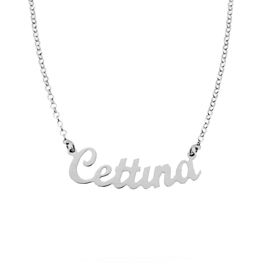 Collana nome Cettina in ARGENTO 925 Galvanica Rodio