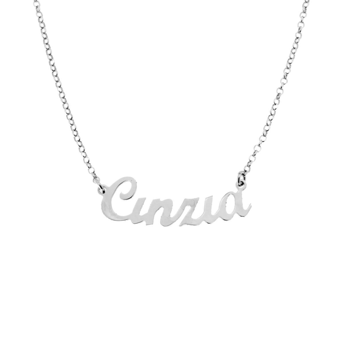 Collana nome Cinzia in ARGENTO 925 Galvanica Rodio