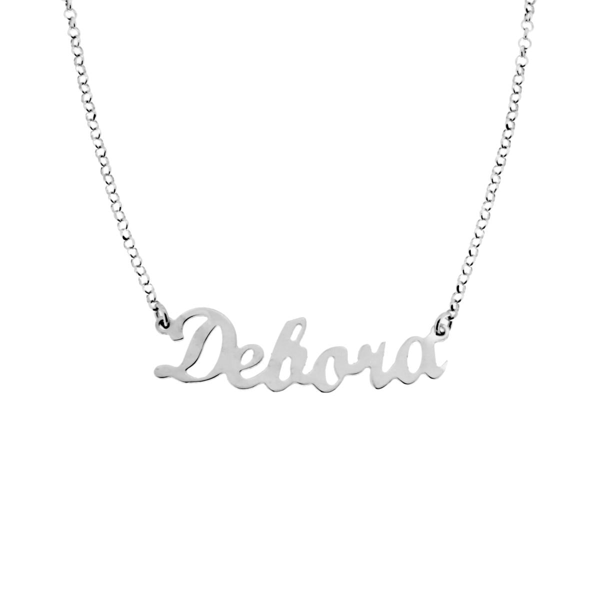 Collana nome Debora in ARGENTO 925 Galvanica Rodio