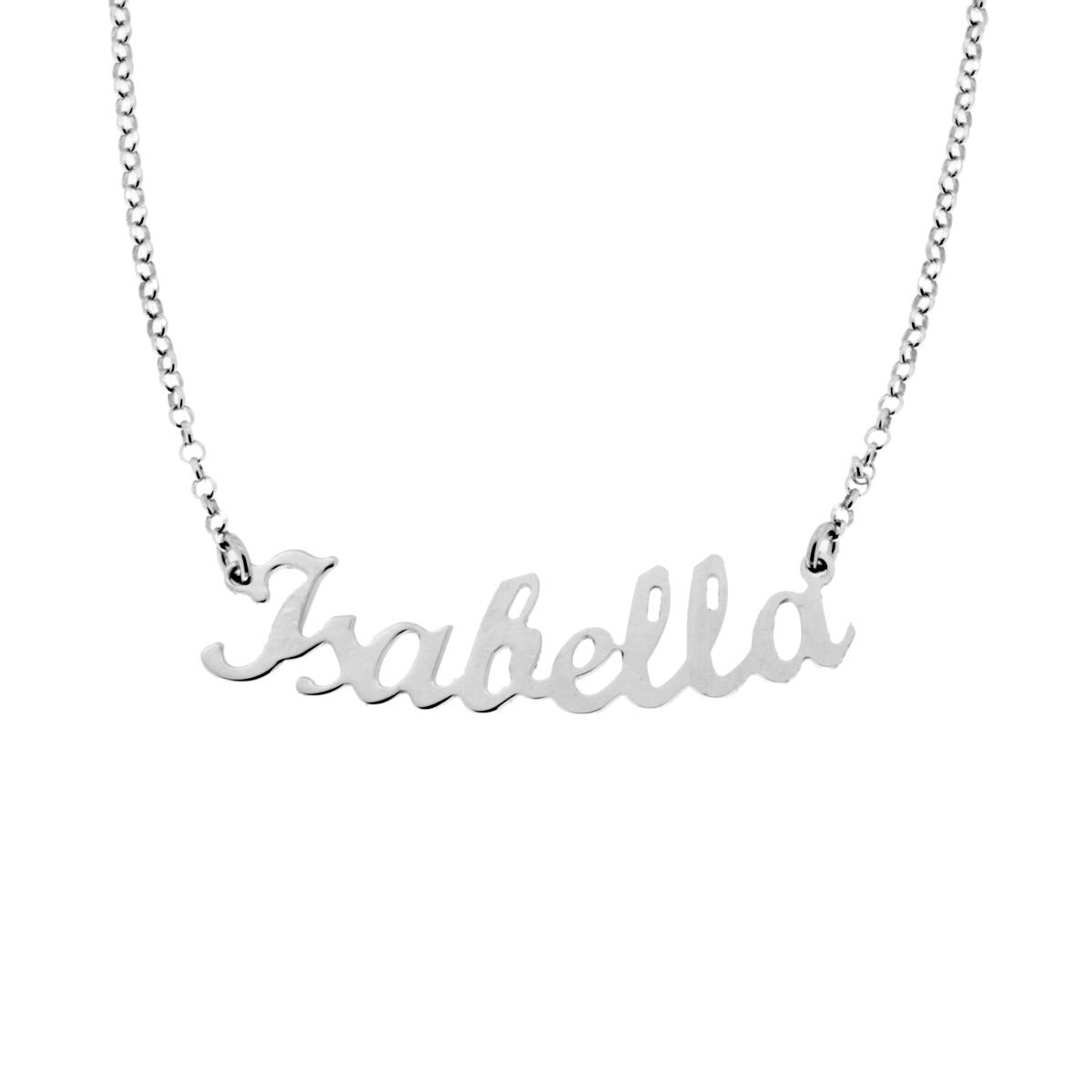 Collana nome Isabella in ARGENTO 925 Galvanica Rodio