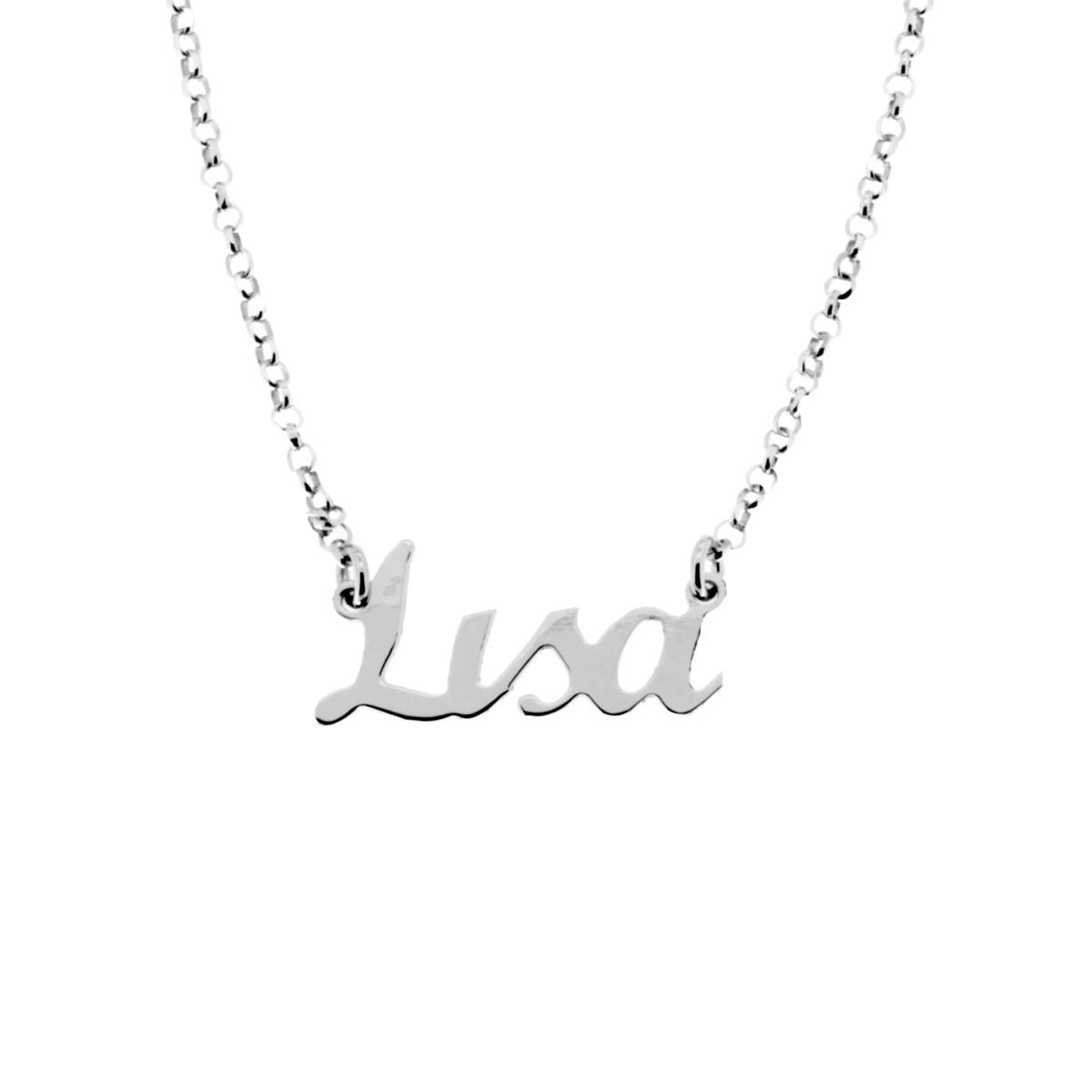 Collana nome Lisa in ARGENTO 925 Galvanica Rodio