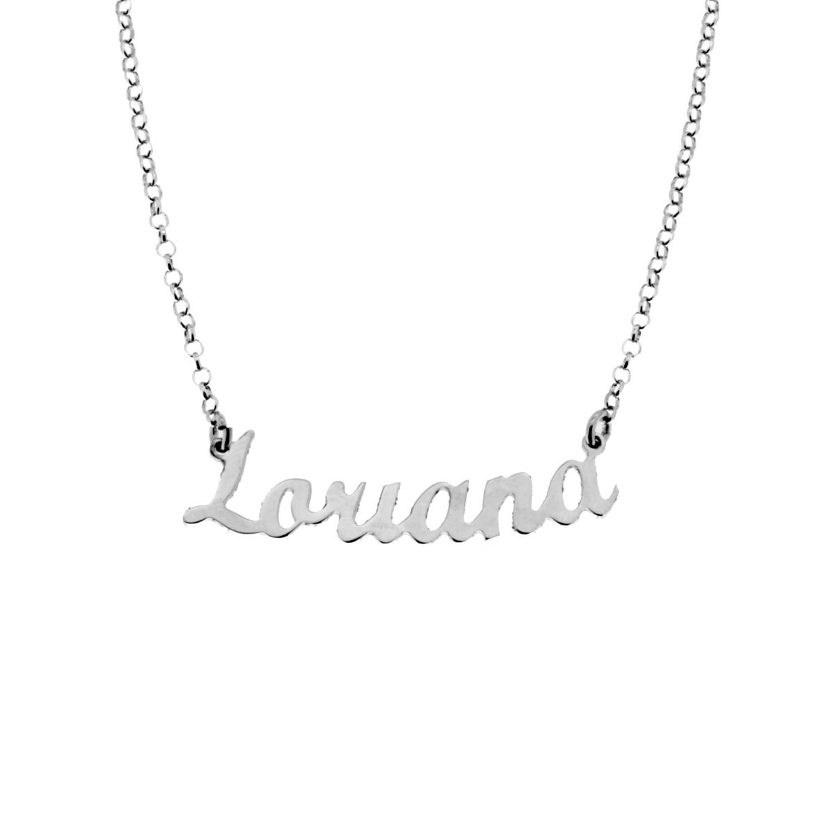 Collana nome Loriana in ARGENTO 925 Galvanica Rodio