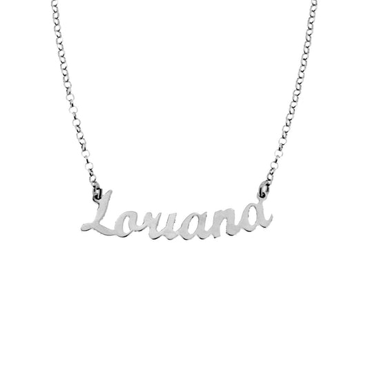 Collana nome Loriana in ARGENTO 925 Galvanica Rodio
