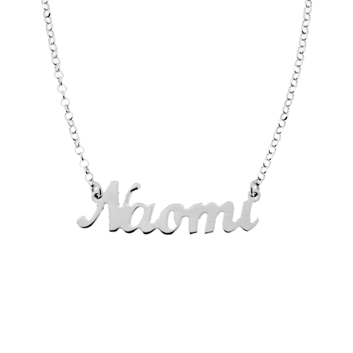 Collana nome Naomi in ARGENTO 925 Galvanica Rodio