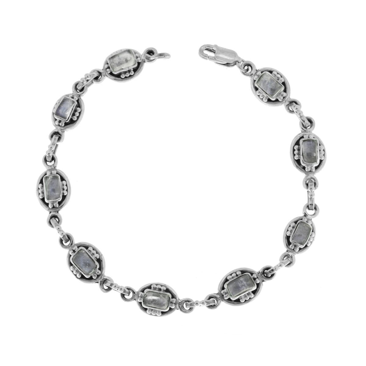 Bracciale Etnico Thailandese con Pietre Quarzo Rutilato in ARGENTO 925