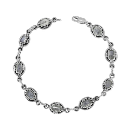 Bracciale Etnico Thailandese con Pietre Quarzo Rutilato in ARGENTO 925