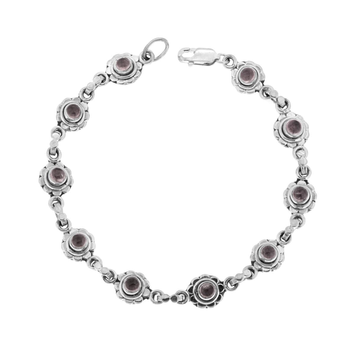 Bracciale Etnico Thailandese con Pietre Quarzo Rutilato in ARGENTO 925