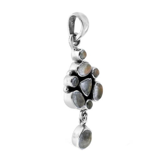 Ciondolo Etnico con Accessorio a forma geometrica con Pietre Quarzo Rutilato.
