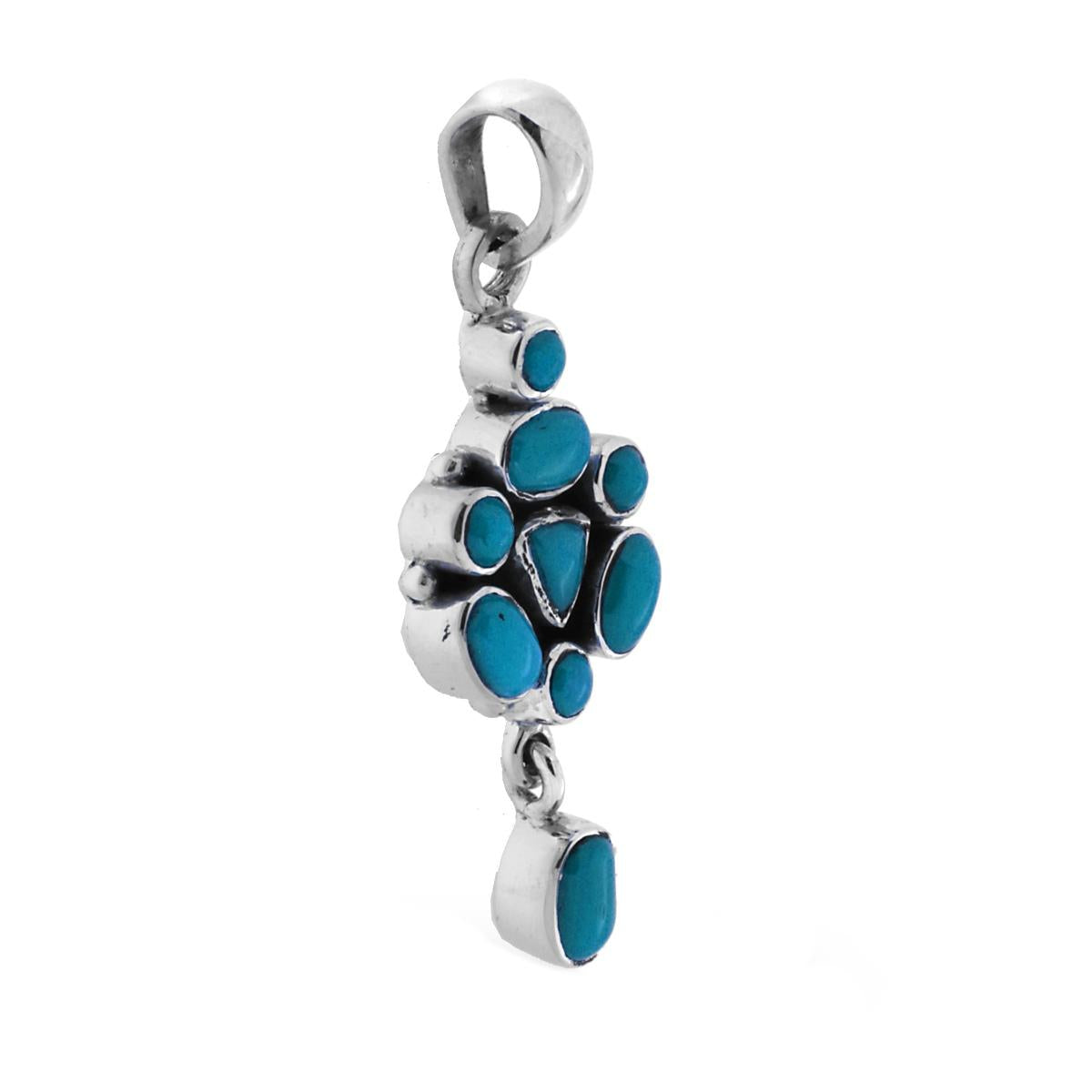 Ciondolo Etnico con Accessorio a forma geometrica con Pietre Turchese.